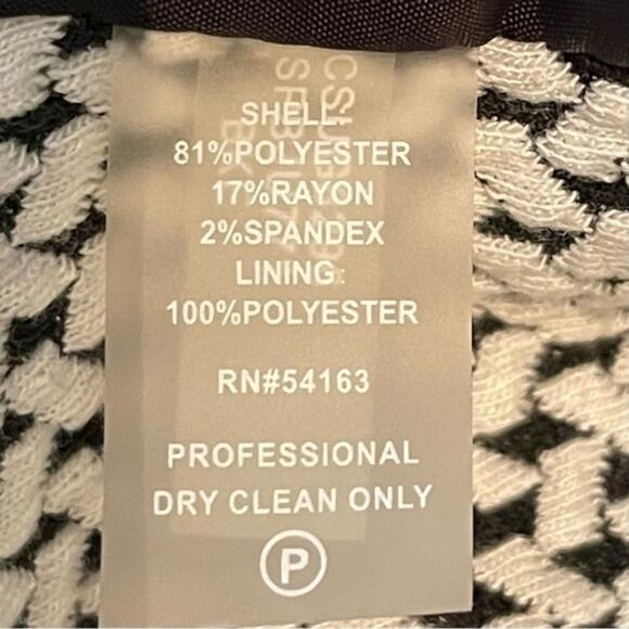 Calvin Klein Black White‎ Basketweave Coastal Grandma Ruffle Jacket NWOT Size 4P - Picture 9 of 11